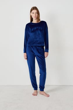 Sweat de pyjama effet velours;${refinementColor}
