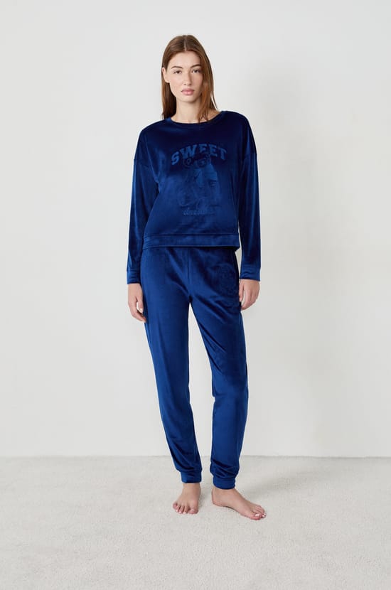 Sweat de pyjama effet velours;${refinementColor}
