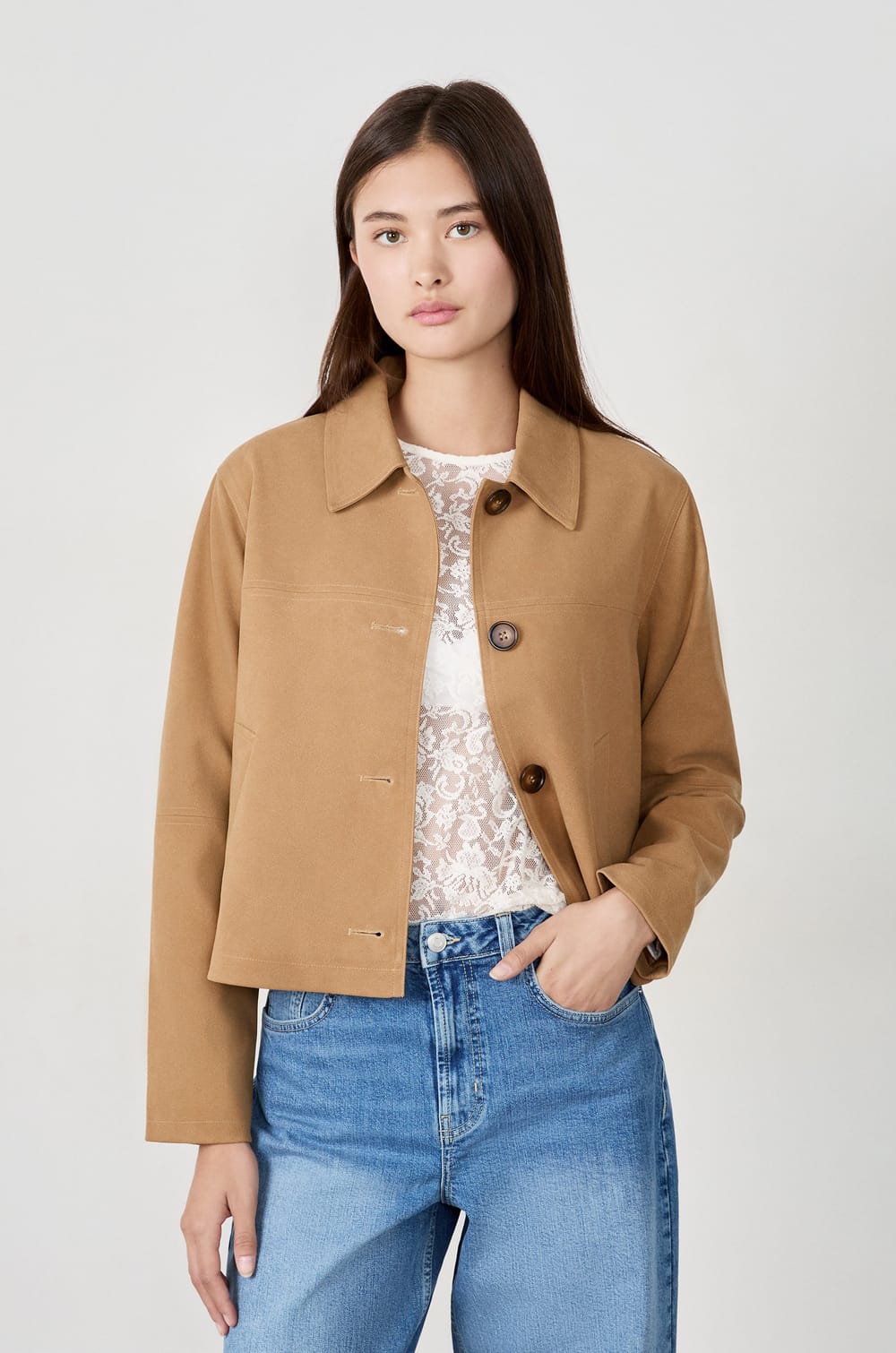 Veste effet suèdine;${refinementColor}
