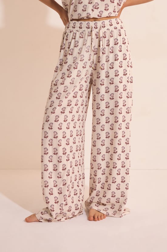 Pantalon de pyjama &eacute;lastiqu&eacute; &agrave; motifs;${refinementColor}