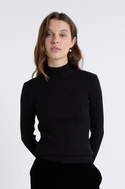 Pull en tricot irisé à col montant;${refinementColor}