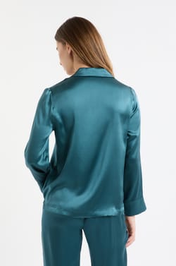 Chemise de pyjama manches longues en soie;${refinementColor}