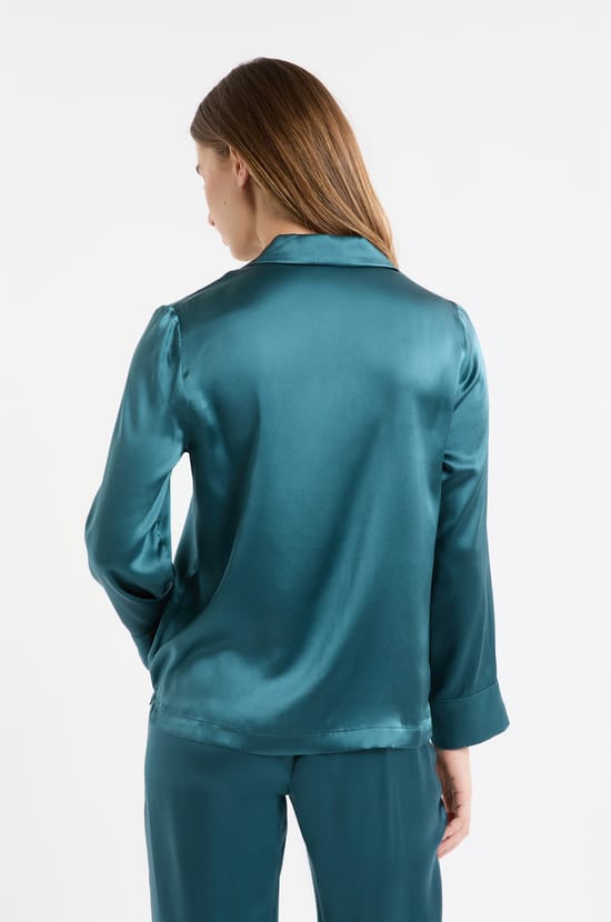 Chemise de pyjama manches longues en soie;${refinementColor}