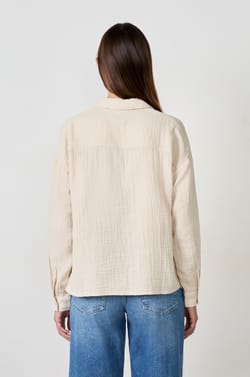 Chemise manches longues en gaze de coton;${refinementColor}