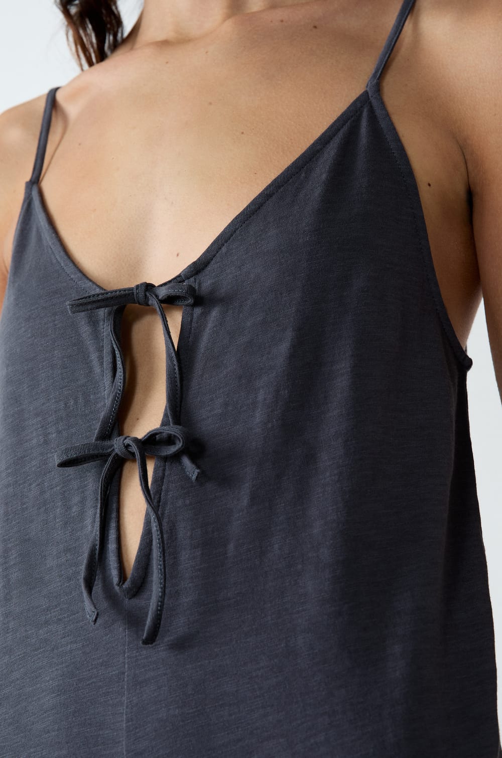 Combinaison de pyjama large en coton à nœuds;${refinementColor}