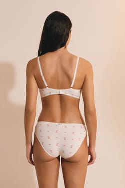 Lightly Lined Cotton Pointelle Patterned Bra;${refinementColor}