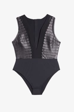 Iridescent Lace and Tulle Bodysuit;${refinementColor}