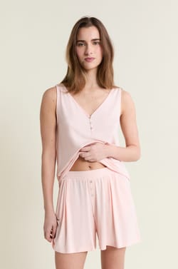 Pantal&oacute;n corto de pijama liso de modal;${refinementColor}