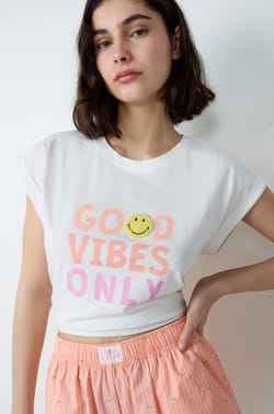 Smiley®Originals 'Good Vibes Only' Short-Sleeved Cotton T-Shirt;${refinementColor}