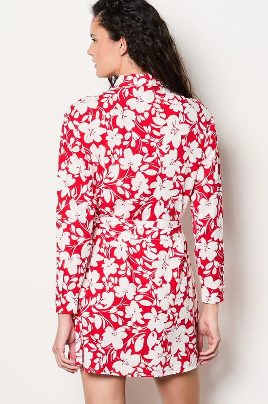 Robe chemise ceintur&eacute;e fleuris;${refinementColor}