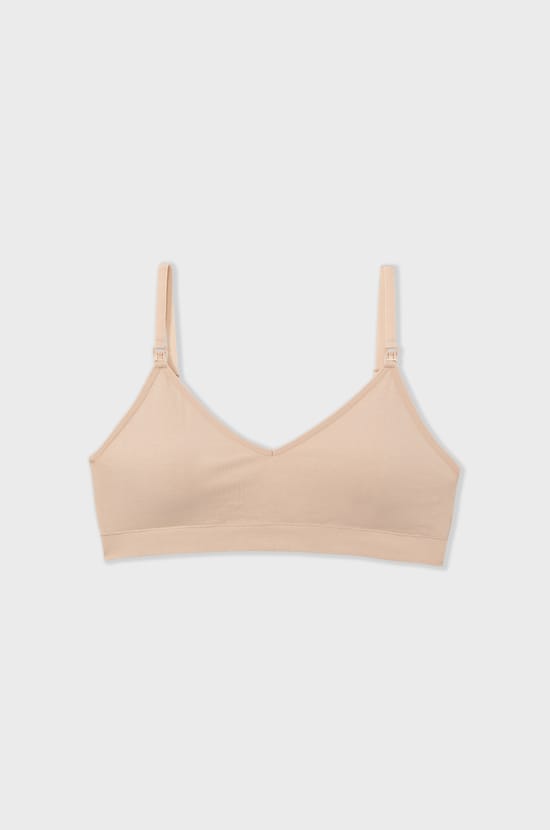 Maternity cotton bralette with nursing clips;${refinementColor}