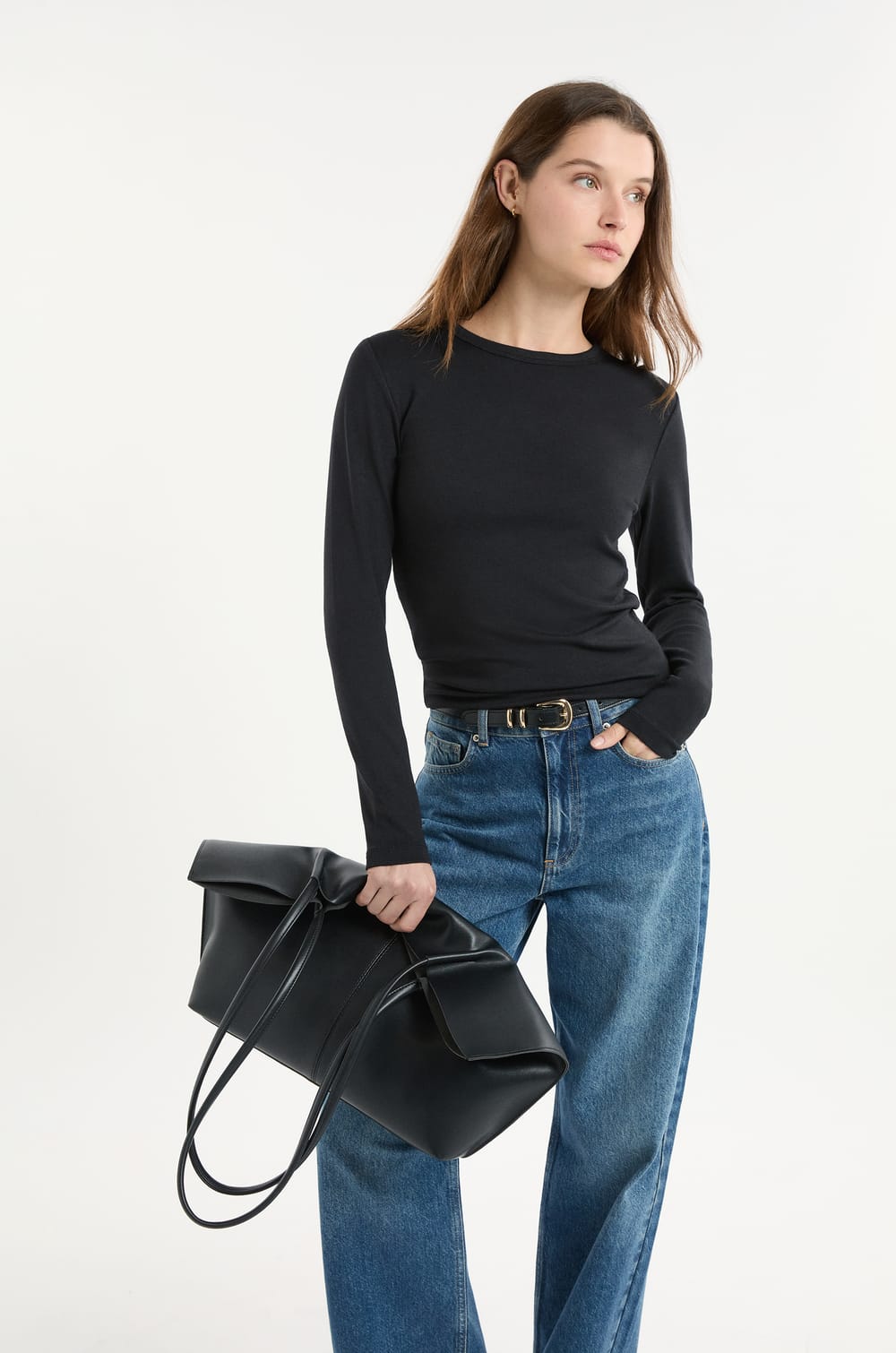 Long-sleeved T-shirt with modal cotton;${refinementColor}