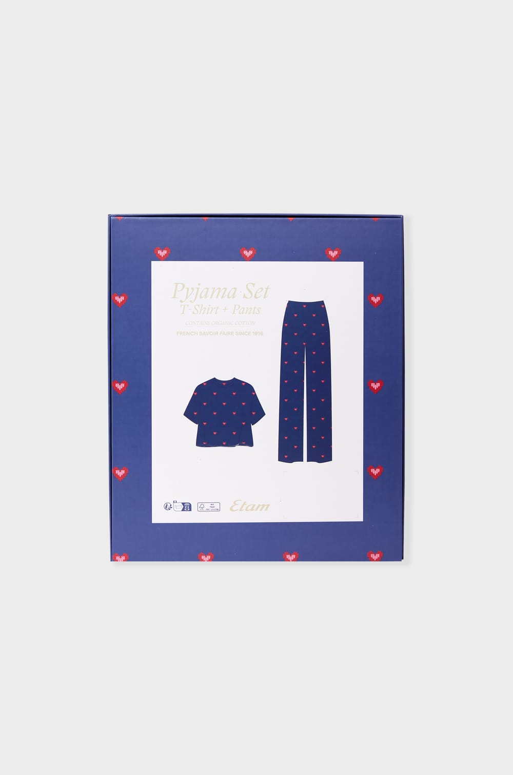 Ensemble de pyjama à motifs coeurs en coton;${refinementColor}