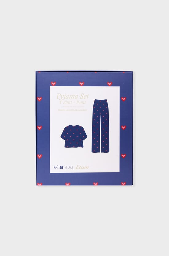 Ensemble de pyjama à motifs coeurs en coton;${refinementColor}