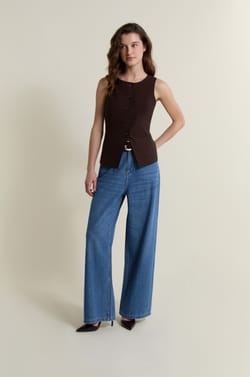 Sleeveless Top with Buttons;${refinementColor}