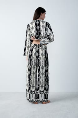 Wide-leg Pyjama Trousers with Prints;${refinementColor}