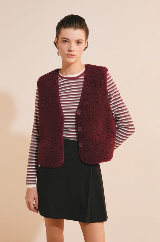 Veste sans manches effet sherpa;${refinementColor}