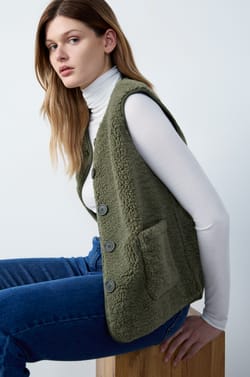 Sleeveless Bouclé Jacket;${refinementColor}