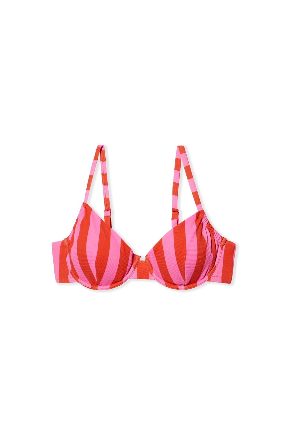 Adjustable Striped Balconette Bikini Top;${refinementColor}