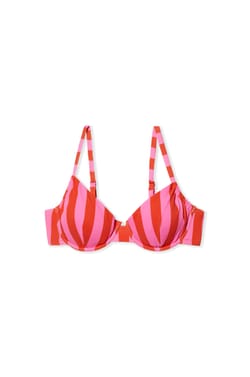 Adjustable Striped Balconette Bikini Top;${refinementColor}