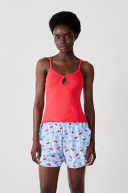 Cotton Pointelle Tank Top;${refinementColor}