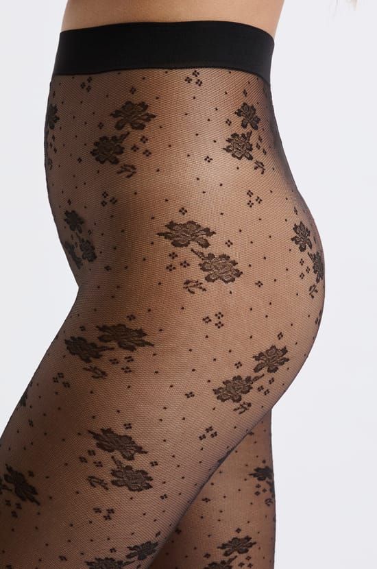 Transparente Strumpfhose mit Print - 15D;${refinementColor}