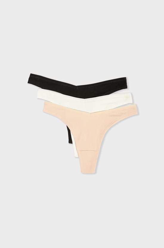 Lot de 3 tangas en coton;${refinementColor}