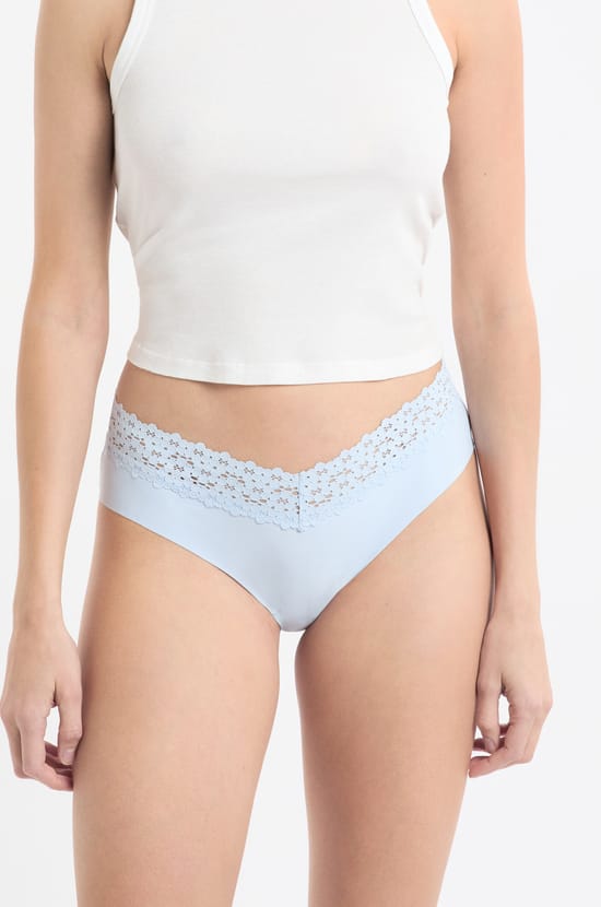 V-shape Hipster in Microfiber and Lace;${refinementColor}