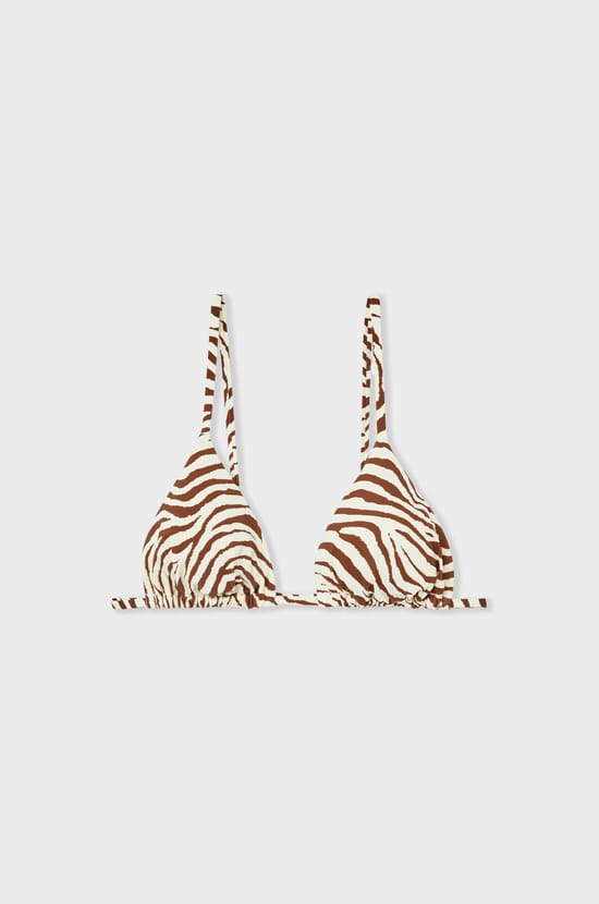 Zebra Print Triangle Bikini Top;${refinementColor}