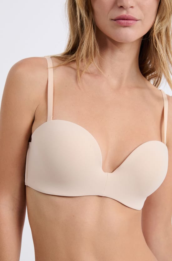 Soutien-gorge bandeau microfibre push-up bretelles amovibles;${refinementColor}