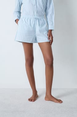 Short de pyjama en coton à rayures;${refinementColor}
