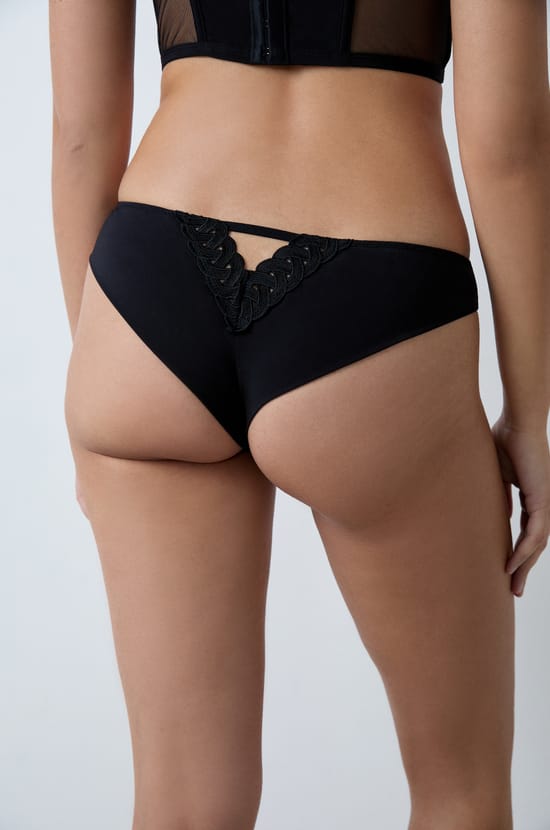 Embroidered Tulle Tanga;${refinementColor}