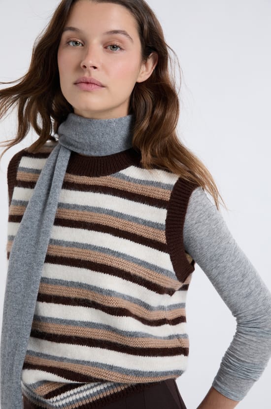 Sleeveless Striped Sweater;${refinementColor}