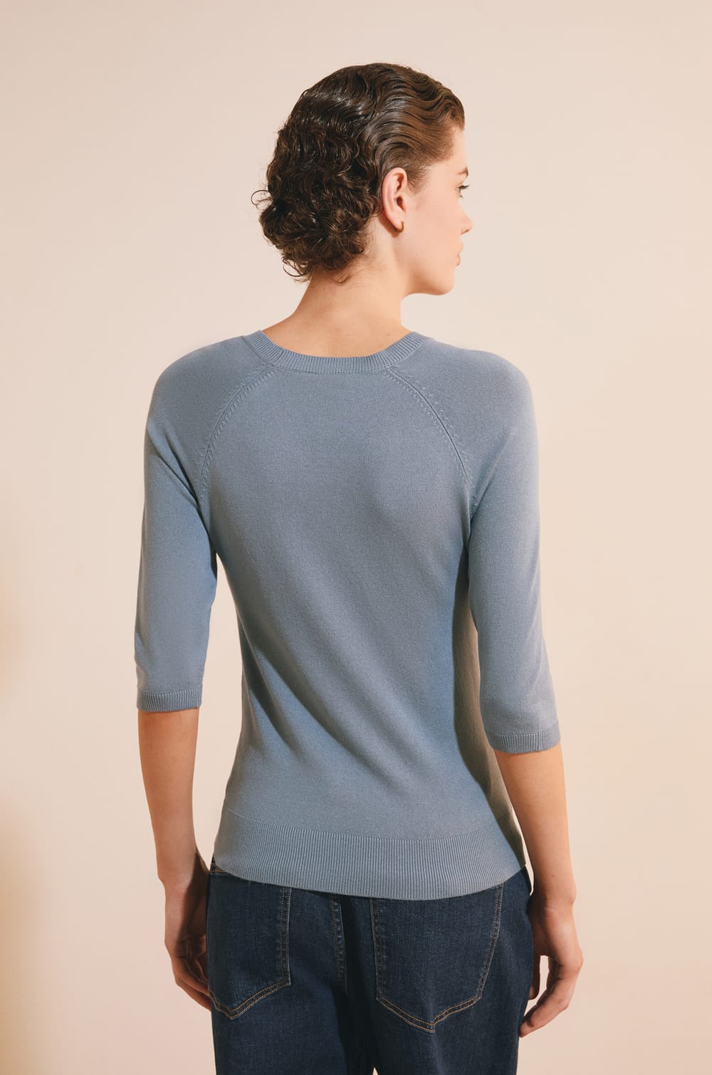 Pull manches mi-longues &agrave; col rond;${refinementColor}