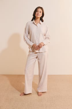 Pantalon de pyjama &agrave; carreaux avec coton;${refinementColor}