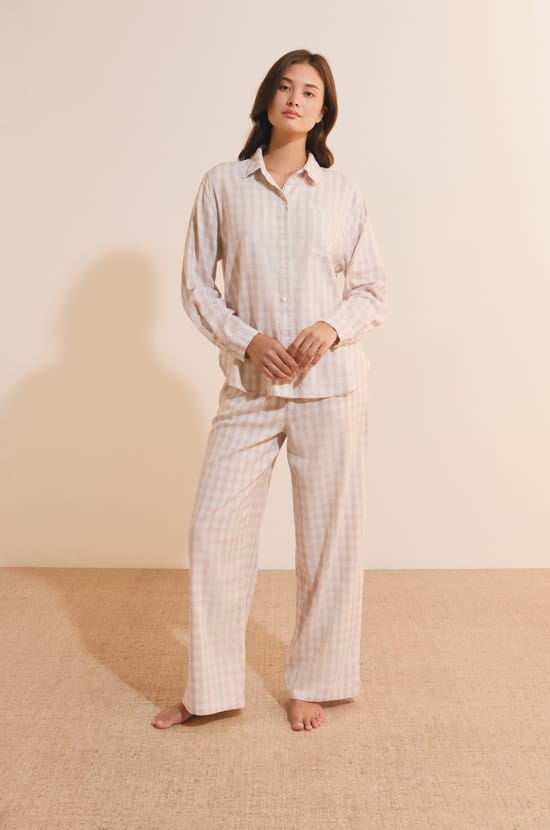 Pantalon de pyjama &agrave; carreaux avec coton;${refinementColor}
