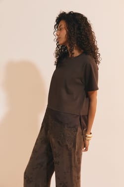 T-shirt asym&eacute;trique avec dentelle en coton;${refinementColor}