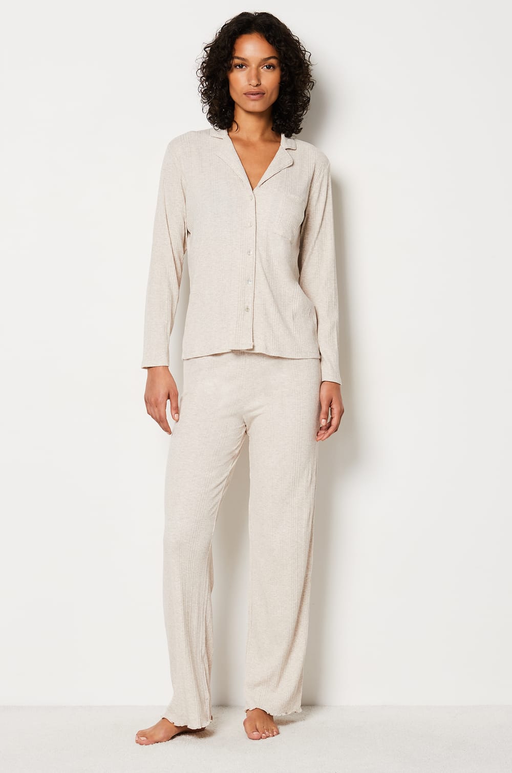 Ribbed Richelieu Pajama Shirt;${refinementColor}
