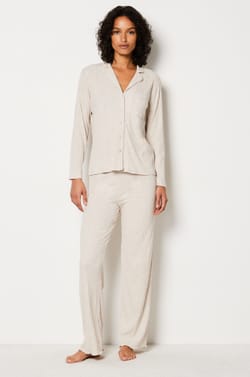 Ribbed Richelieu Pajama Shirt;${refinementColor}