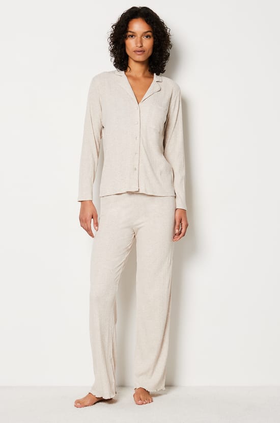 Chemise de pyjama en maille côtelée Richelieu;${refinementColor}