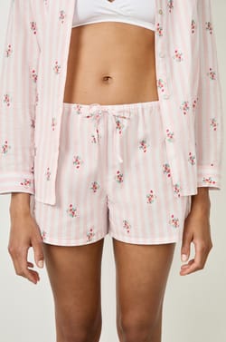 Cotton pyjama shorts with pattern;${refinementColor}
