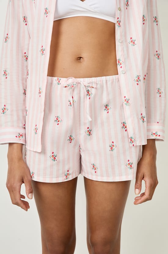 Short de pyjama en coton à motifs;${refinementColor}