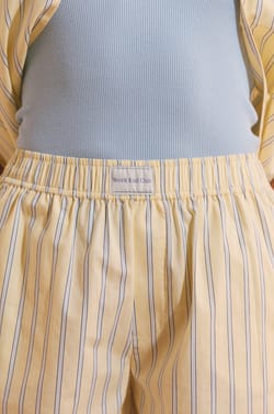 Short de pyjama en coton &agrave; rayures;${refinementColor}