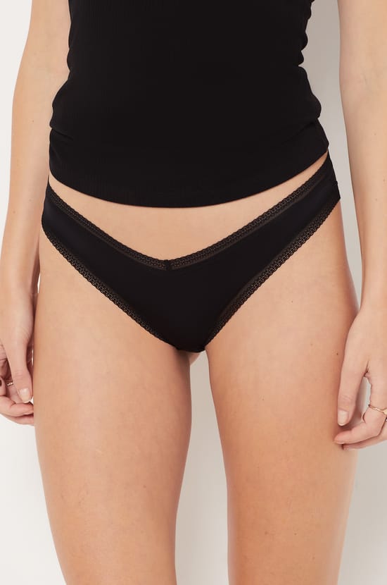 V-shape Brief in Microfiber and Lace;${refinementColor}