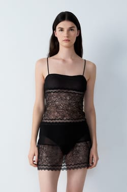 Short Satin Nightdress with Lace Details;${refinementColor}