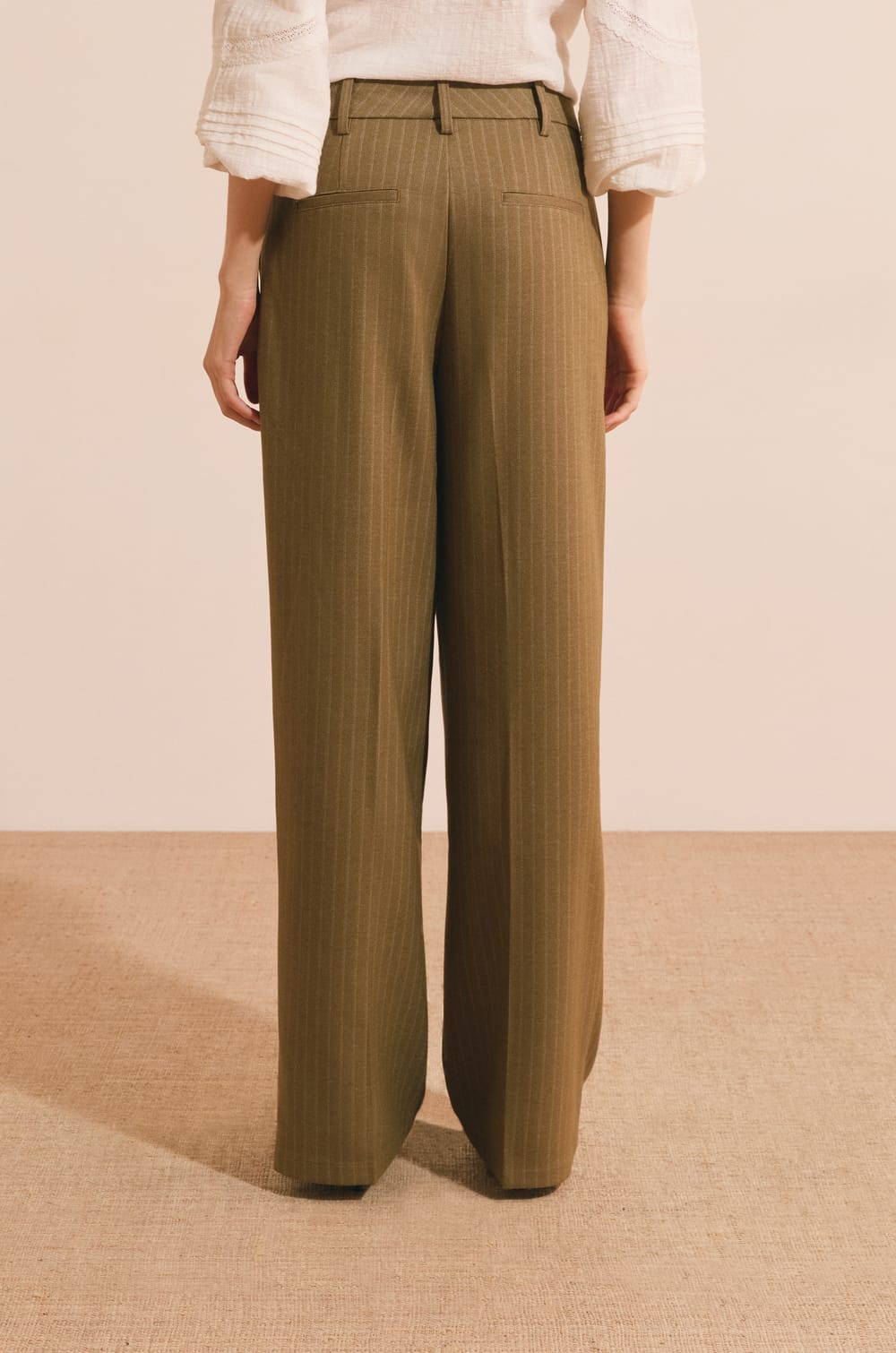 Pantalon droit &agrave; rayures;${refinementColor}
