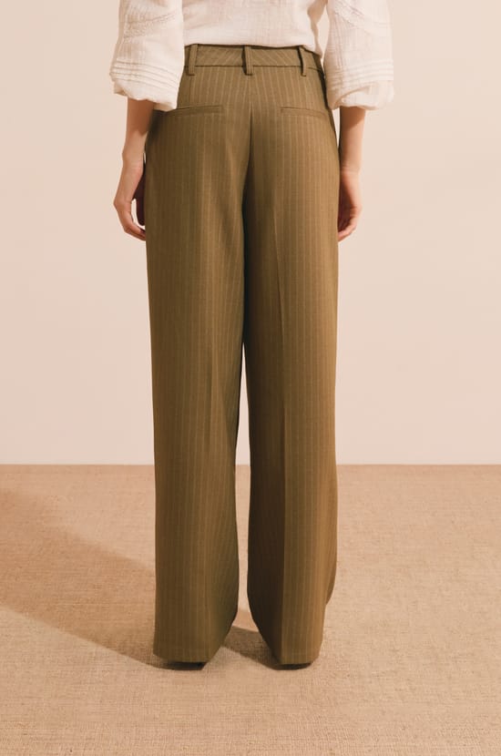Pantalon droit &agrave; rayures;${refinementColor}