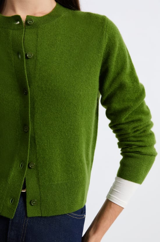 Cashmere cardigan sweater with buttons;${refinementColor}