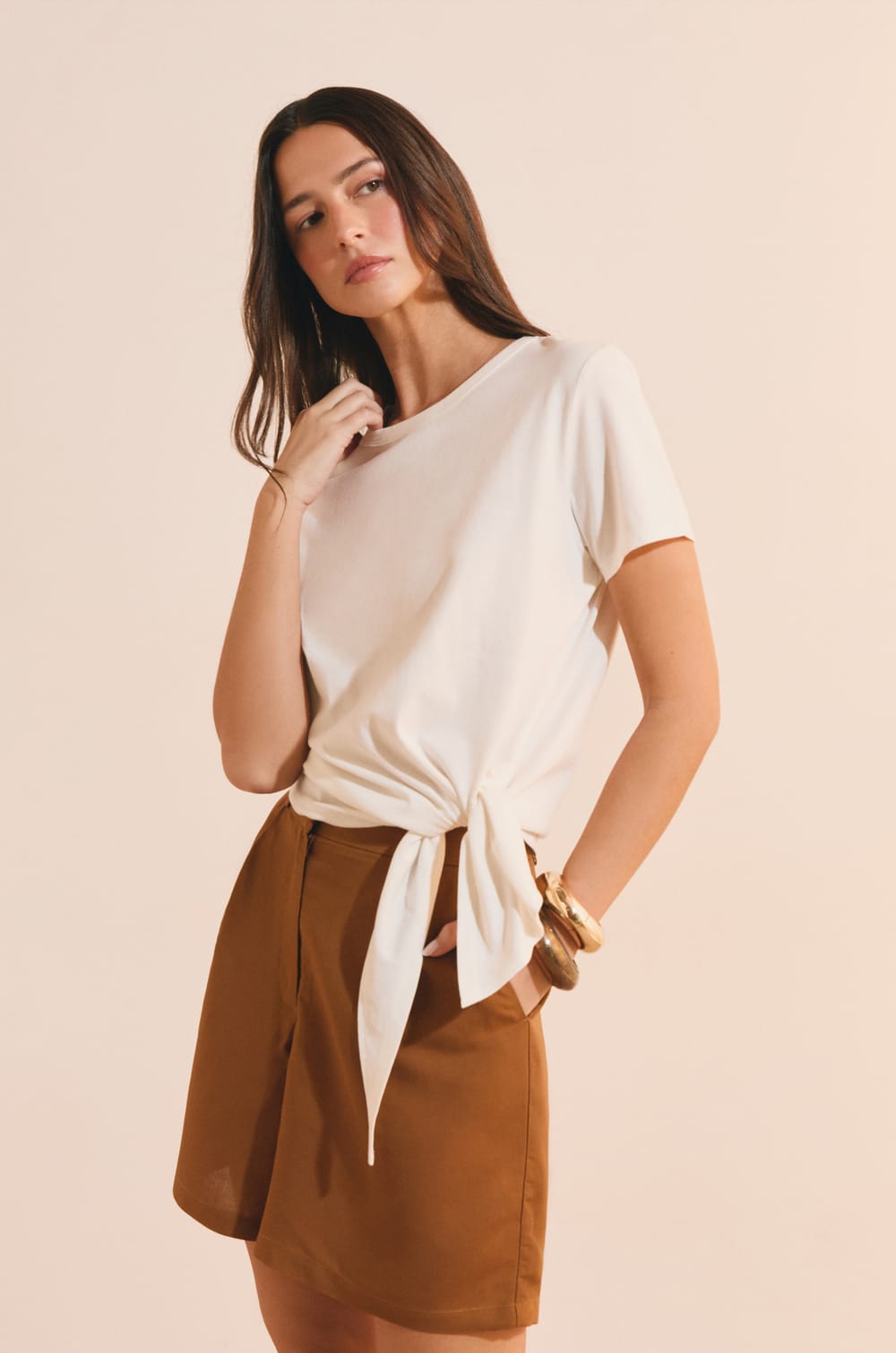 T-shirt en coton avec noeud;${refinementColor}