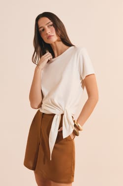 T-shirt en coton avec noeud;${refinementColor}